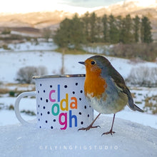 Load image into Gallery viewer, Personalised Spotty Enamel Name Mug