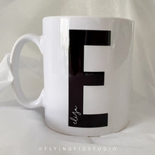 Load image into Gallery viewer, Personalised Black and White Letter and Name Mug
