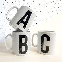 Load image into Gallery viewer, Personalised Black and White Letter and Name Mug
