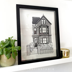 Framed Custom House Illustration Papercut