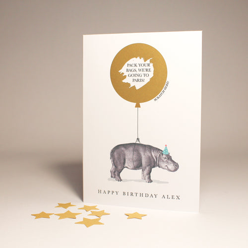 Personalised Hippopotamus Secret Message Card