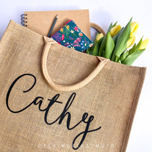 Load image into Gallery viewer, Large Personalised Jute Bag