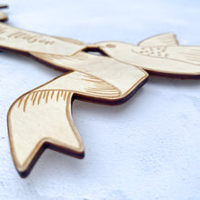 Load image into Gallery viewer, Personalised Wooden Engraved Floating Birds Wedding Cake Topper and Magnet