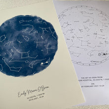 Load image into Gallery viewer, Personalised Night Sky Star Map Print