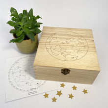 Load image into Gallery viewer, Personalised Star Map Engraved Wooden Memory Box