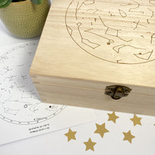 Load image into Gallery viewer, Personalised Star Map Engraved Wooden Memory Box