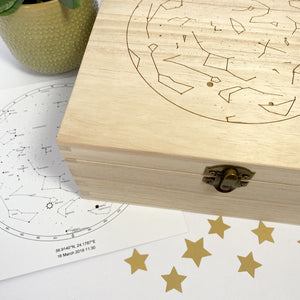 Personalised Star Map Engraved Wooden Memory Box