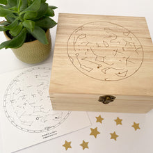 Load image into Gallery viewer, Personalised Star Map Engraved Wooden Memory Box