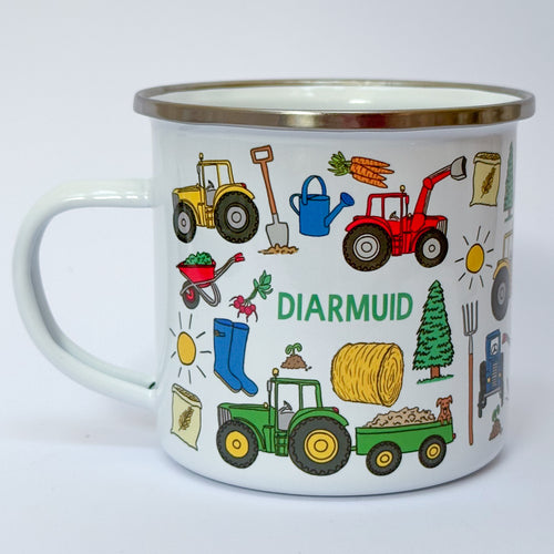 Plain or personalised Farming/Tractor Enamel Mug