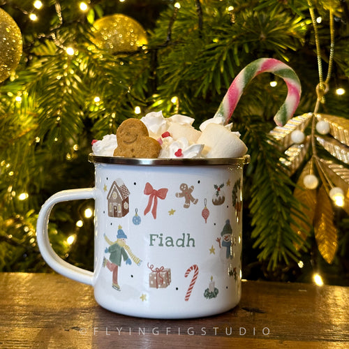 Personalised Enamel Christmas Mug