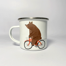 Load image into Gallery viewer, Personalised Bear on a Bicycle Enamel Mug