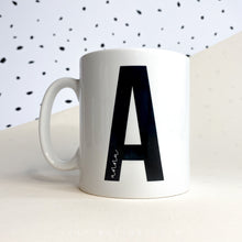 Load image into Gallery viewer, Personalised Black and White Letter and Name Mug