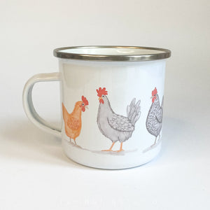 Chickens Illustration Enamel Mug