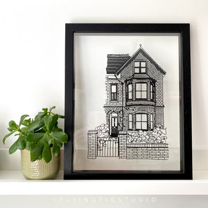 Framed Custom House Illustration Papercut