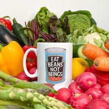 Load image into Gallery viewer, Eat Beans Not Beings Vegan Tin of Beans Illustration Mug