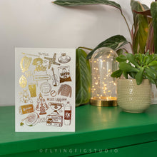 Load image into Gallery viewer, Irish Nostalgia Illustration Gold Foil Greetings Card