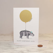 Load image into Gallery viewer, Personalised Hippopotamus Secret Message Card