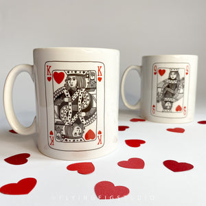 King or Queen of Hearts Plain or Personalised Ceramic Mugs