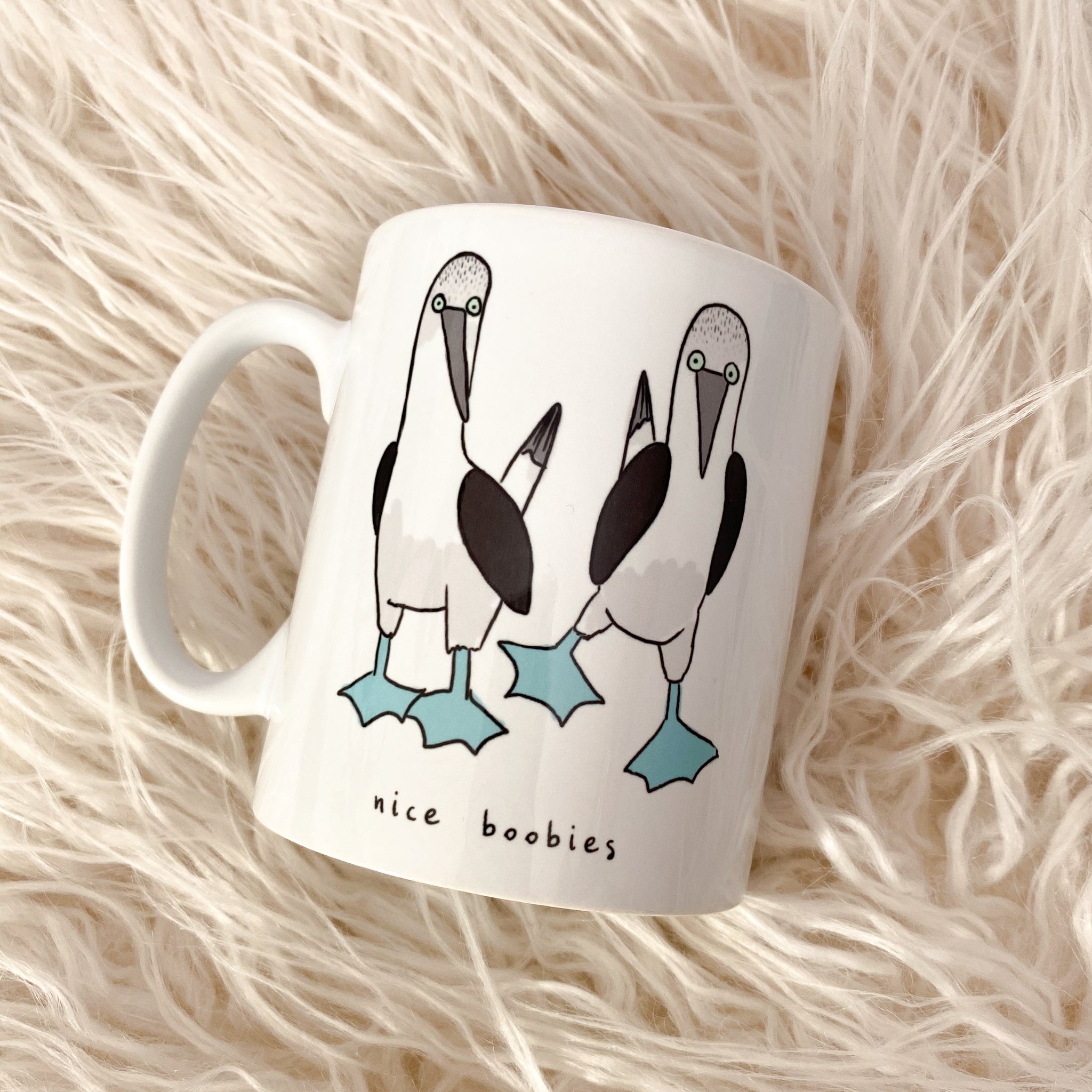 Nice Boobies Illustrated Blue Footed Boobies Mug – Flying Fig Studio