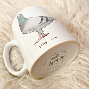 Stay Coo Illustrated Pigeon Ceramic Mug