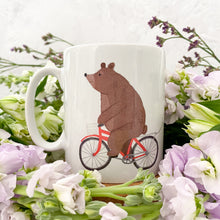 Load image into Gallery viewer, Personalised Bear on a Bicycle Ceramic Mug