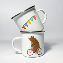Load image into Gallery viewer, Personalised Bear on a Bicycle Enamel Mug