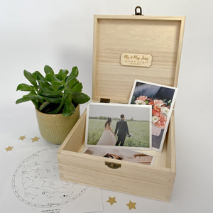 Personalised Star Map Engraved Wooden Memory Box