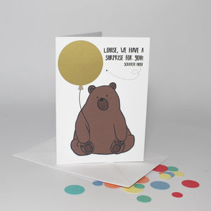 Personalised Bear Scratch off Card