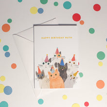 Load image into Gallery viewer, Personalised Illustrated Party Cats Card