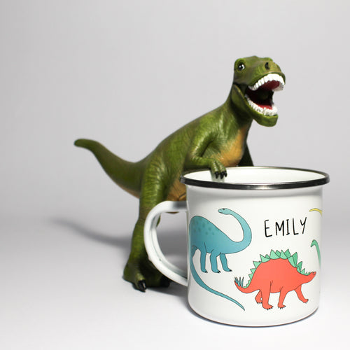 Personalised Enamel Dino Mug