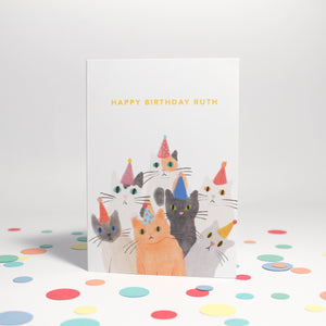 Personalised Illustrated Party Cats Card