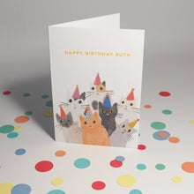 Load image into Gallery viewer, Personalised Illustrated Party Cats Card