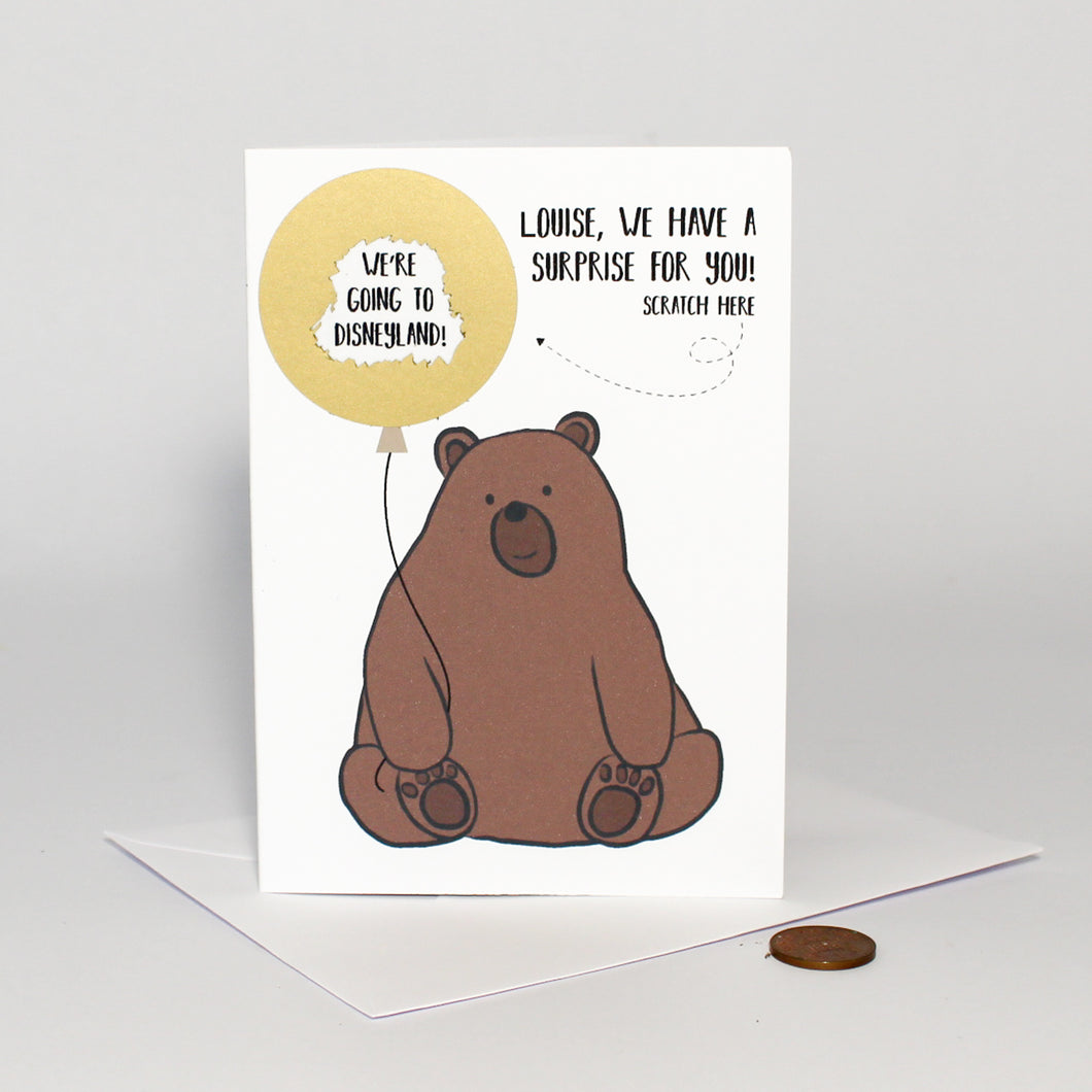 Personalised Bear Scratch off Card