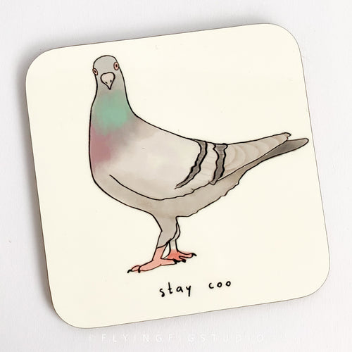 Stay Coo Pigeon Illustration Coaster