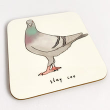 Load image into Gallery viewer, Stay Coo Pigeon Illustration Coaster
